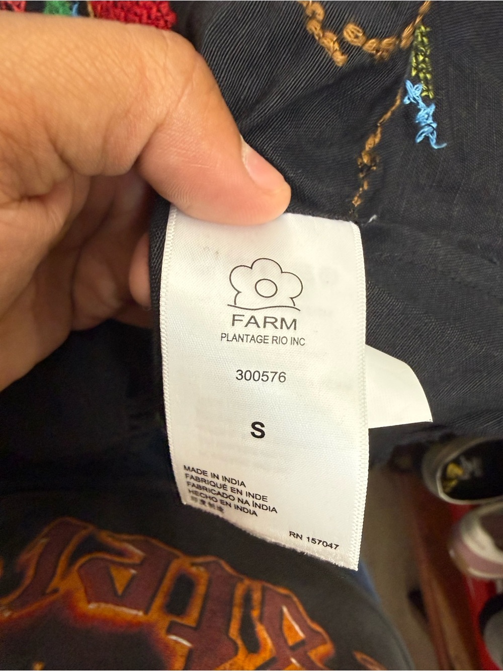 FARM RIO Black Cross Stitch V Neck Dress S - Picture 5 of 5